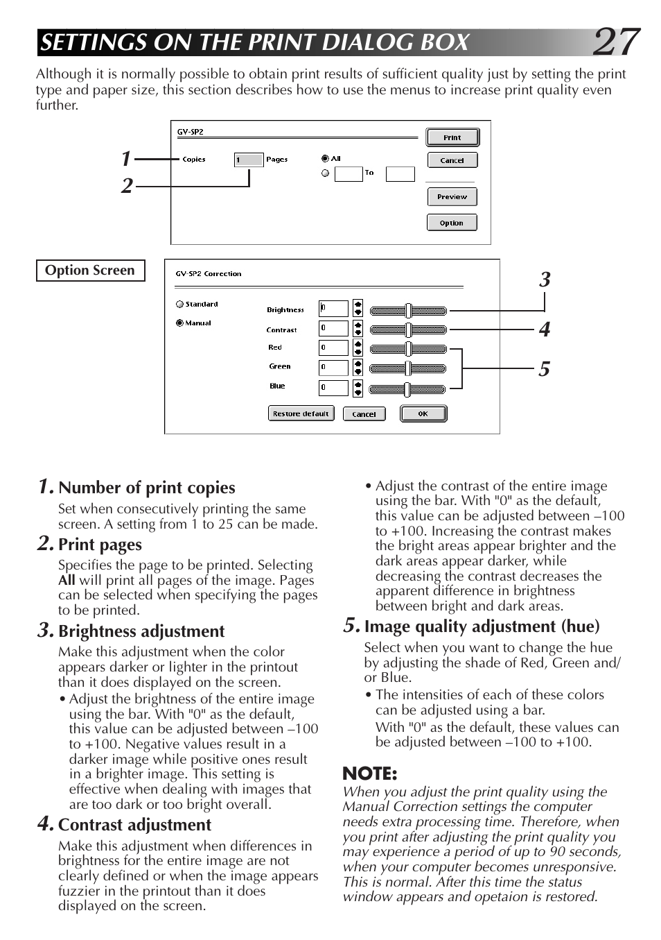 Settings on the print dialog box | JVC GVSP2 User Manual | Page 29 / 36