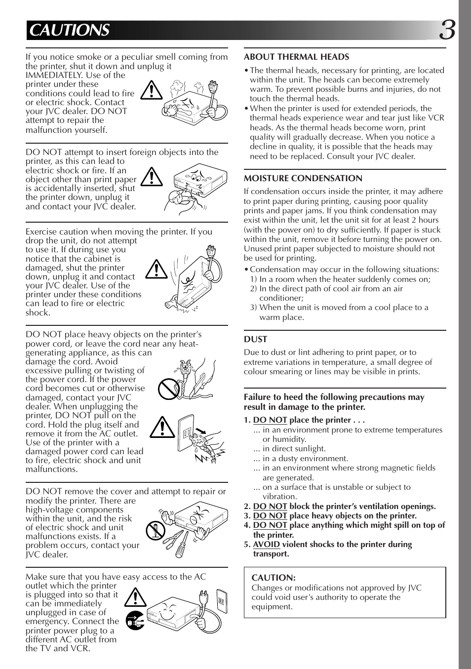 Cautions | JVC GVSP2 User Manual | Page 5 / 36