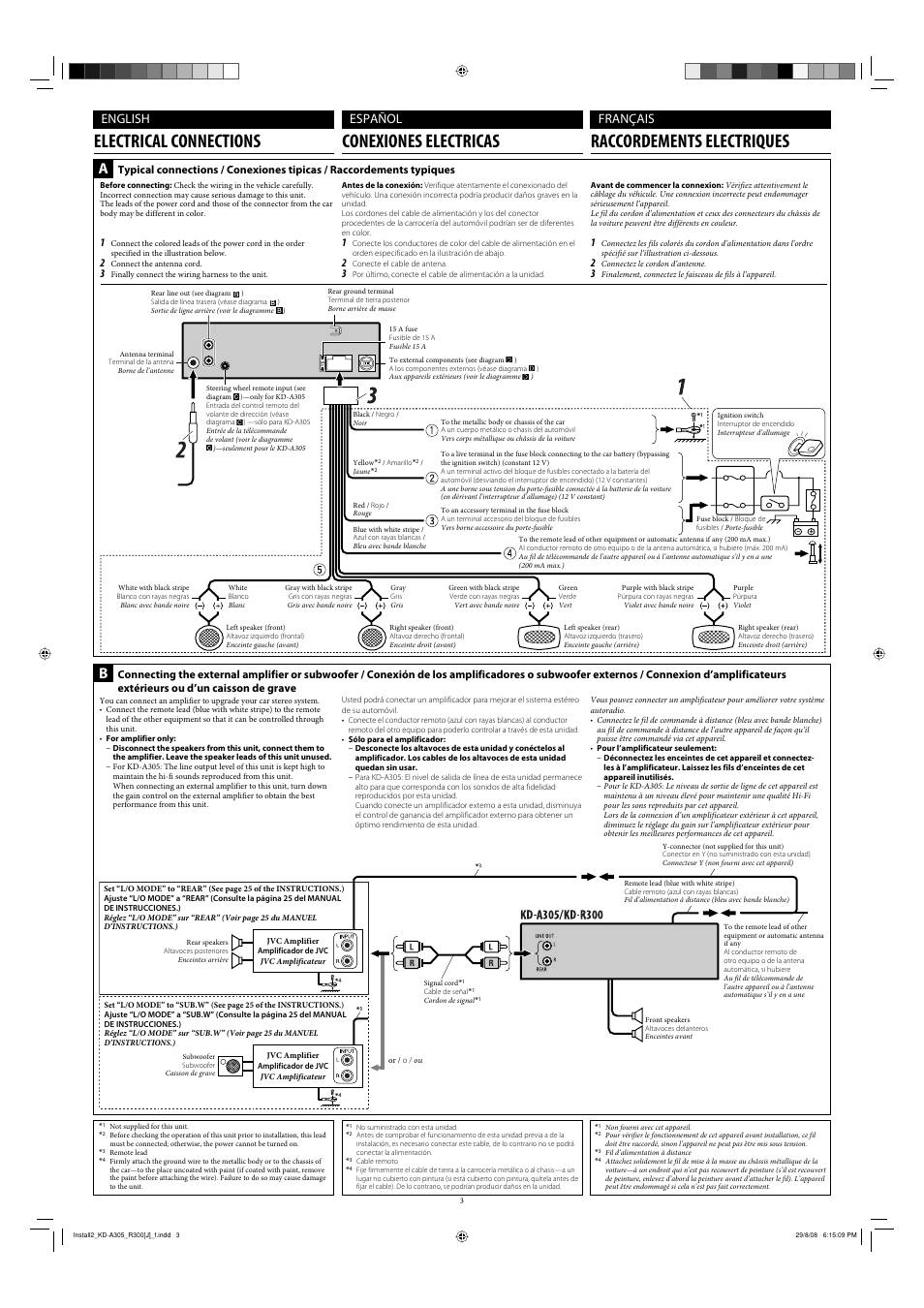 English español français | JVC KDR-300 User Manual | Page 3 / 4