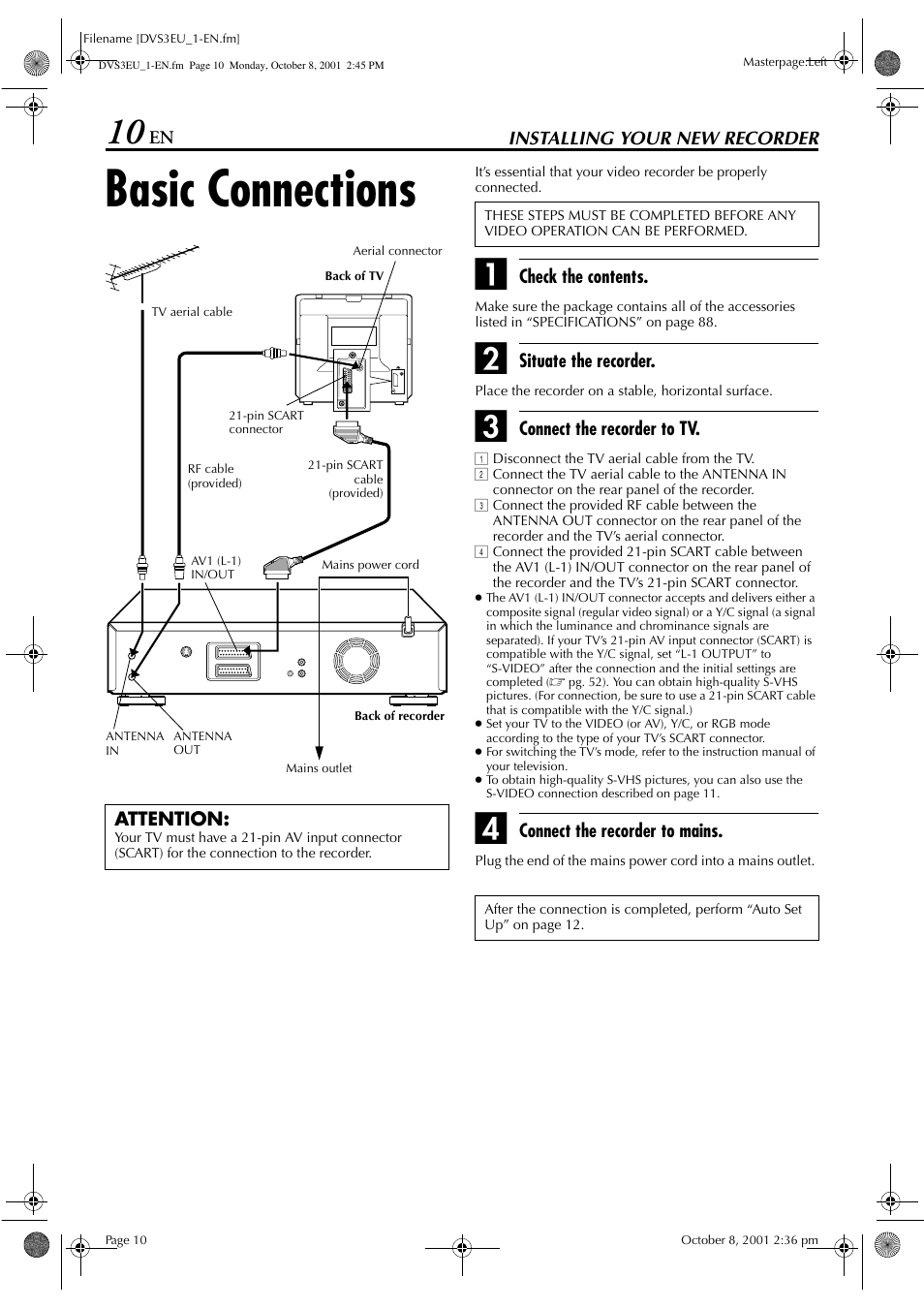 Basic connections | JVC HR-DVS3EU User Manual | Page 10 / 92
