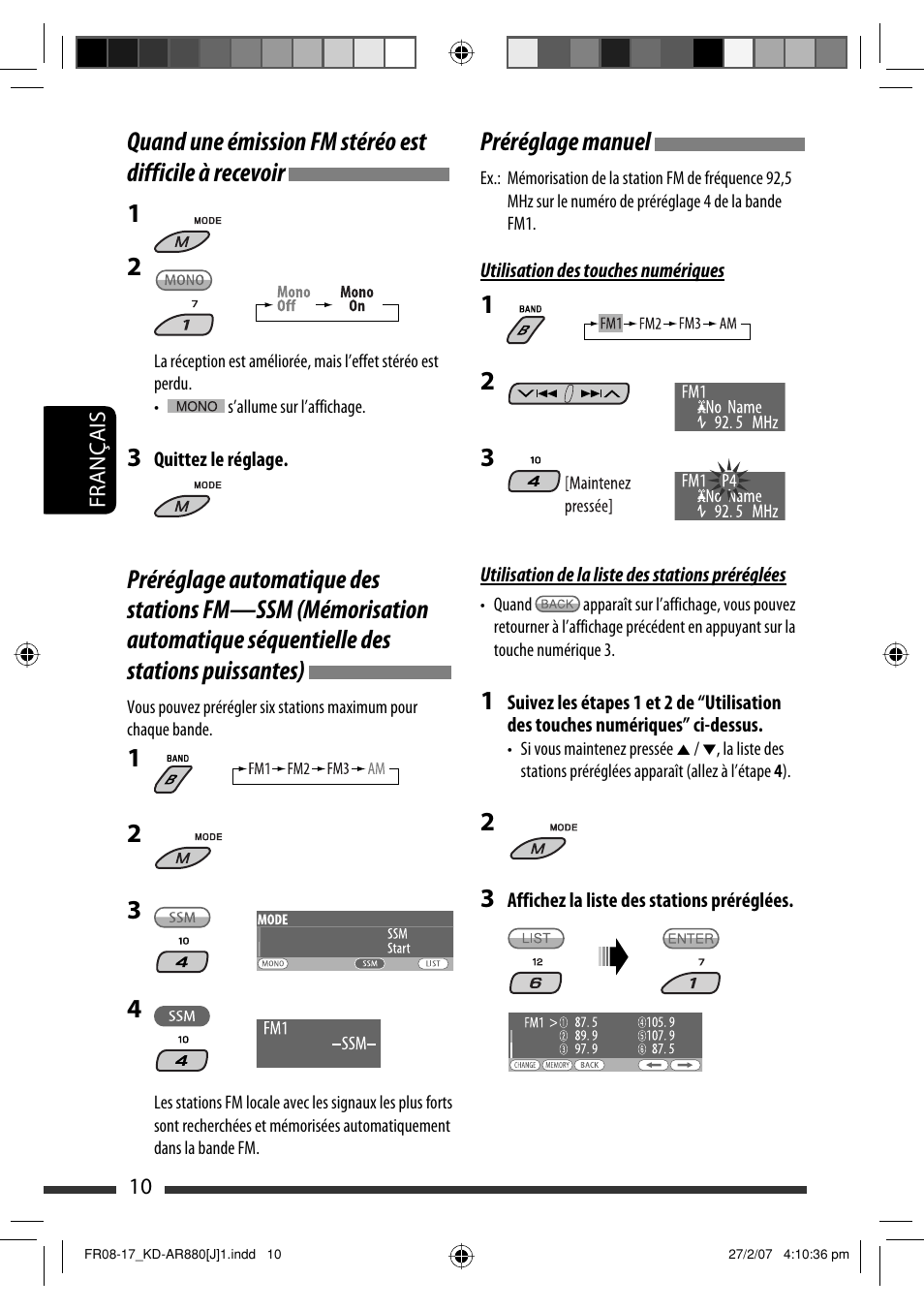 Préréglage manuel | JVC KD-AR880J User Manual | Page 106 / 147