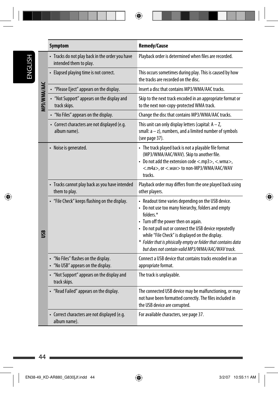 English 44 | JVC KD-AR880J User Manual | Page 44 / 147