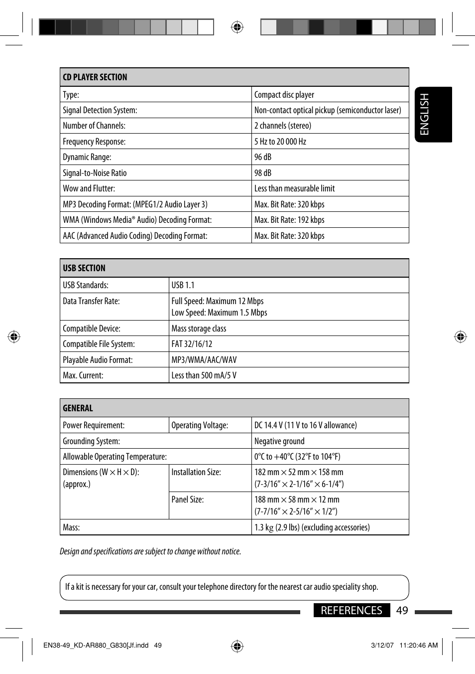 English 49 references | JVC KD-AR880J User Manual | Page 49 / 147