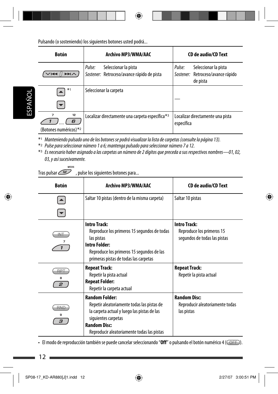 Español 12 | JVC KD-AR880J User Manual | Page 60 / 147