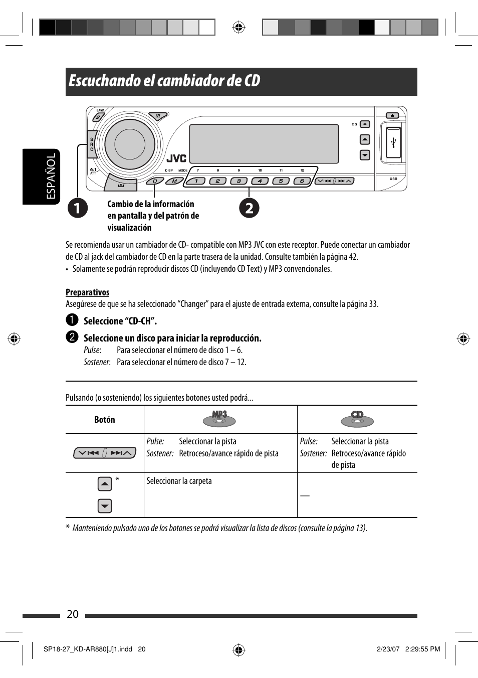 Escuchando el cambiador de cd | JVC KD-AR880J User Manual | Page 68 / 147