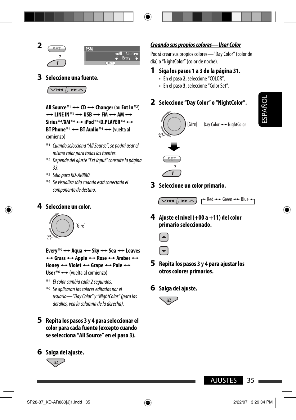 Español 35 ajustes | JVC KD-AR880J User Manual | Page 83 / 147