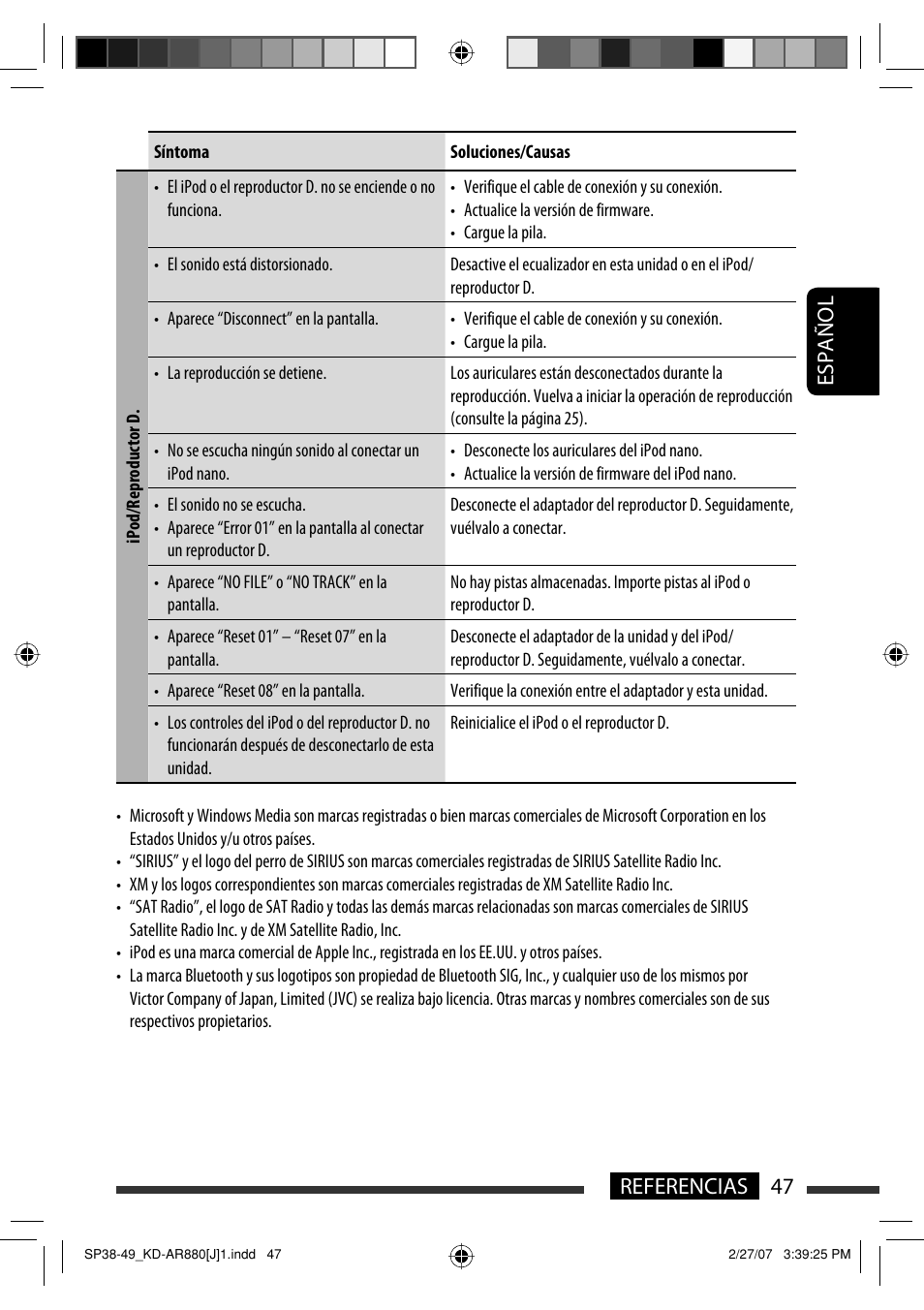 Español 47 referencias | JVC KD-AR880J User Manual | Page 95 / 147