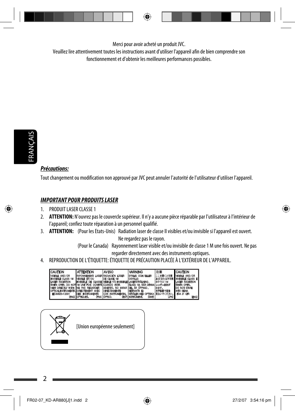 Français 2 | JVC KD-AR880J User Manual | Page 98 / 147