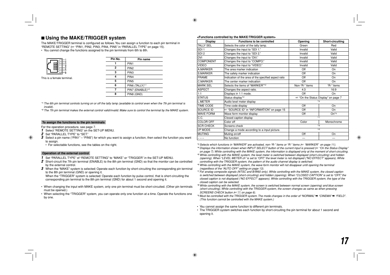 Using the make/trigger system, 7 using the make/trigger system | JVC DT-V17L3DY User Manual | Page 17 / 24