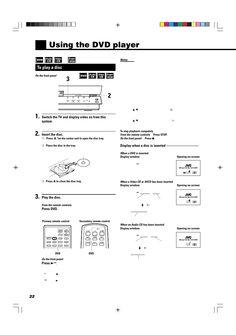 Using the dvd player | JVC TH-A104 User Manual | Page 24 / 68