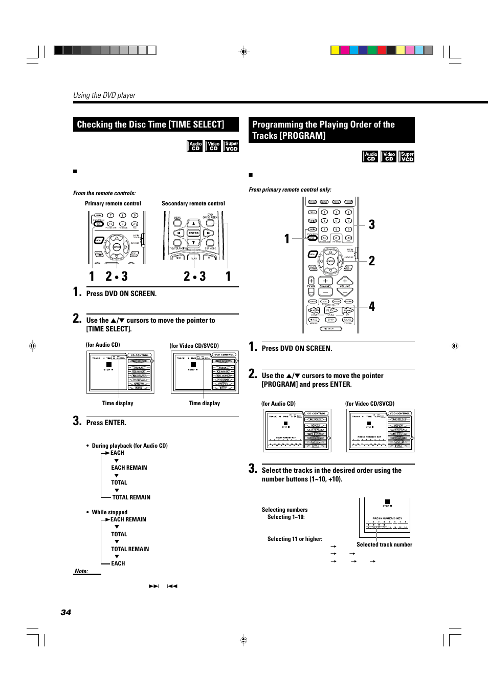 Checking the disc time [time select | JVC TH-A104 User Manual | Page 36 / 68
