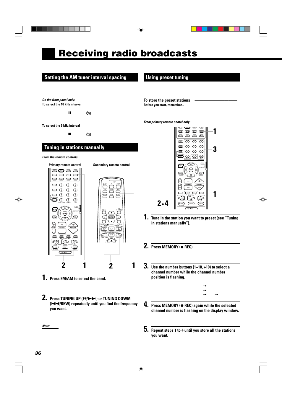 Receiving radio broadcasts | JVC TH-A104 User Manual | Page 38 / 68