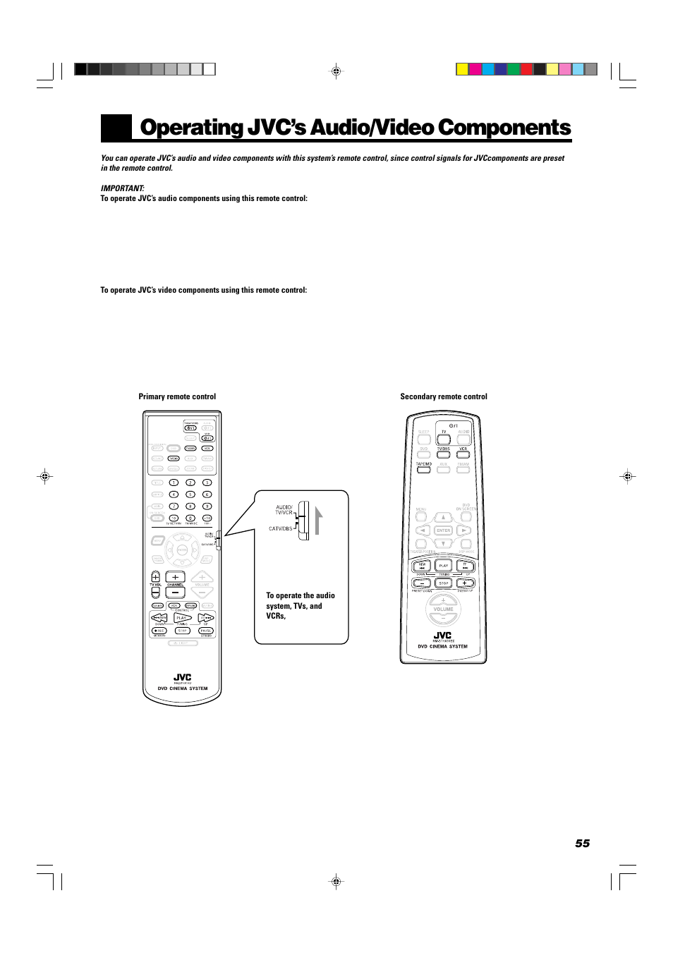 Operating jvc’s audio/video components | JVC TH-A104 User Manual | Page 57 / 68