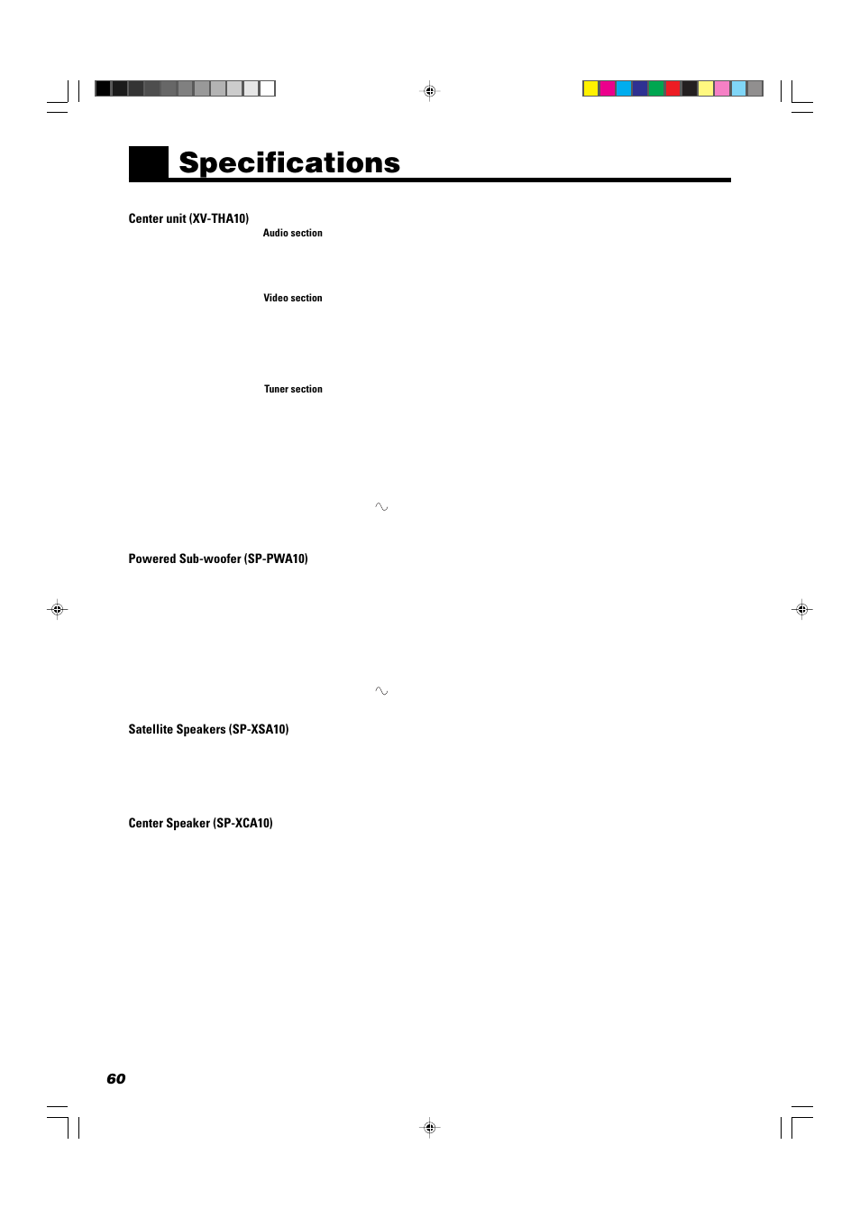 Specifications | JVC TH-A104 User Manual | Page 62 / 68
