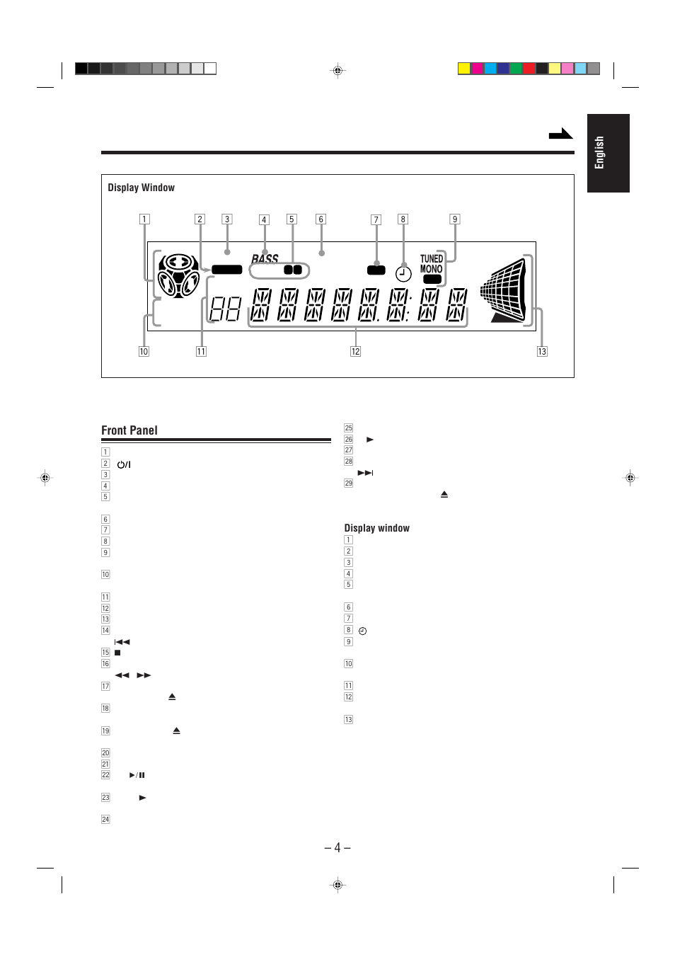 Front panel | JVC CA-MXJ100 User Manual | Page 9 / 34