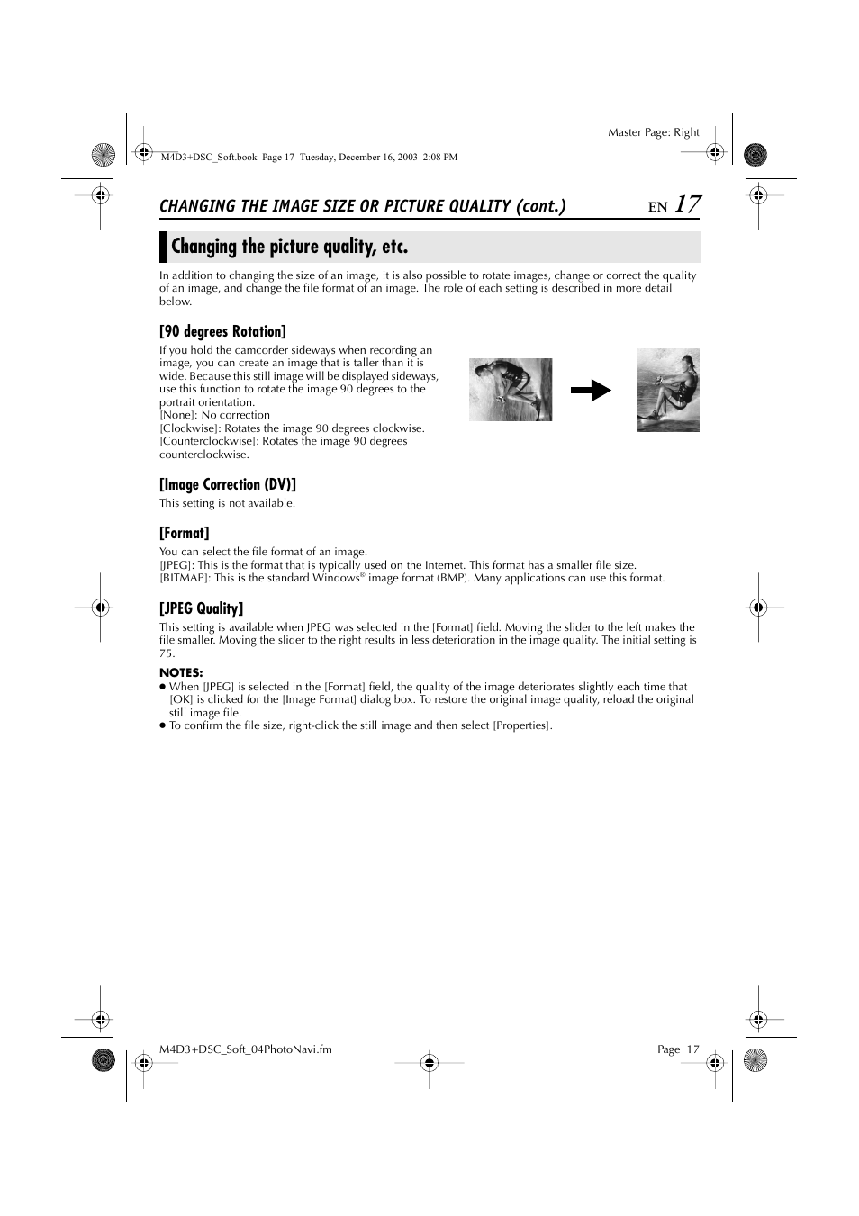 Changing the picture quality, etc, Changing the image size or picture quality (cont.) | JVC ImageMixer 1.7 LYT1282-001A User Manual | Page 17 / 43