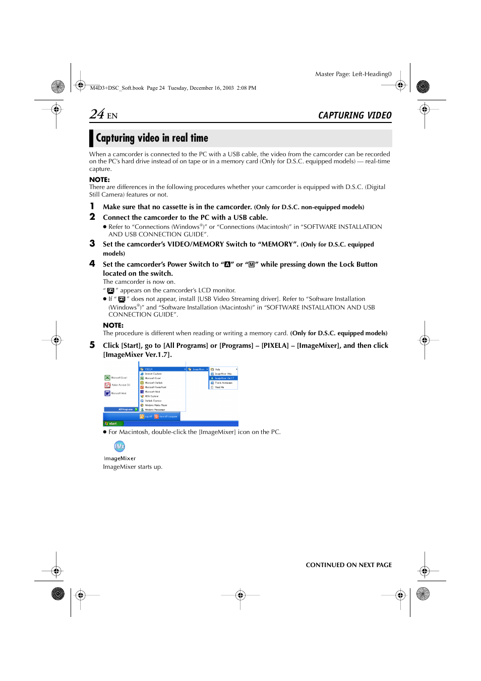 Capturing video, Capturing video in real time | JVC ImageMixer 1.7 LYT1282-001A User Manual | Page 24 / 43