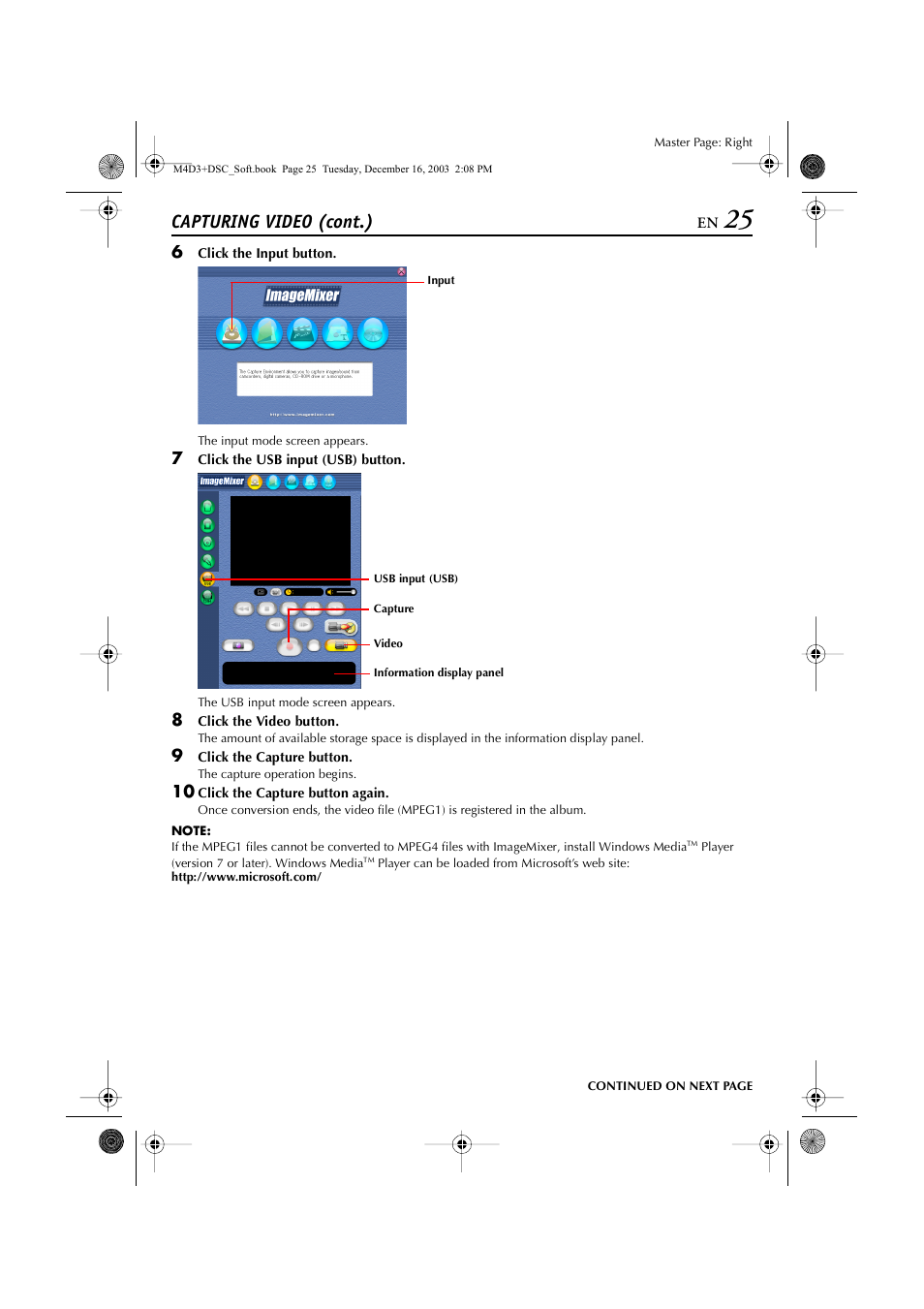 Capturing video (cont.) | JVC ImageMixer 1.7 LYT1282-001A User Manual | Page 25 / 43