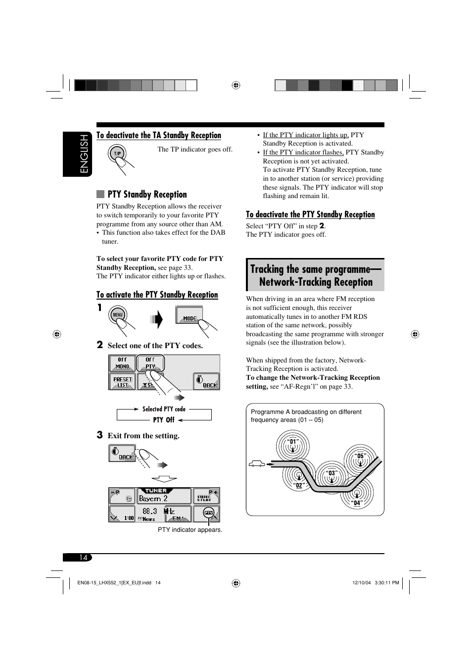 English, Pty standby reception | JVC KD-LHX552 User Manual | Page 14 / 54