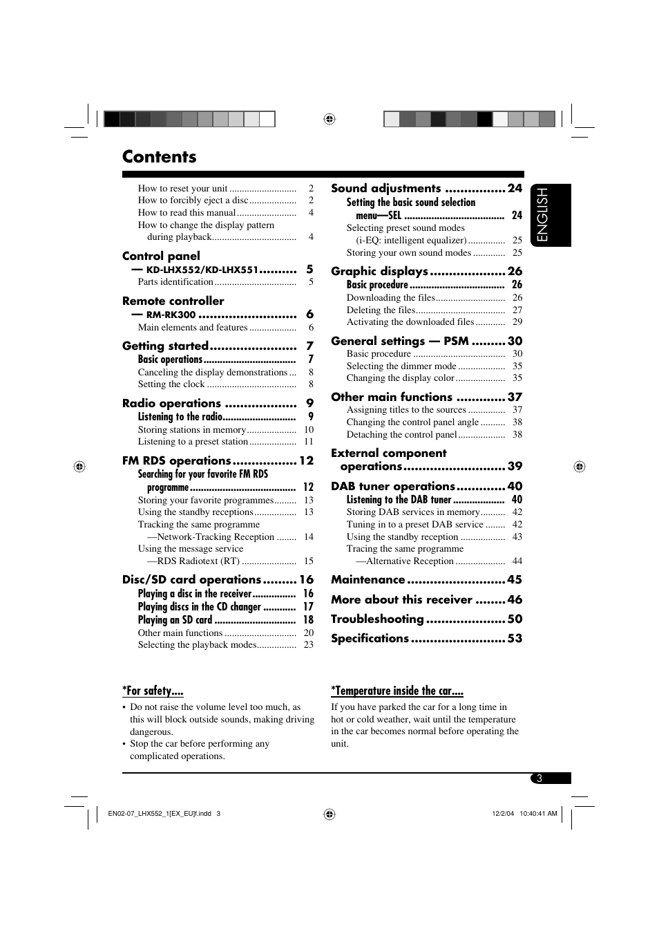 JVC KD-LHX552 User Manual | Page 3 / 54