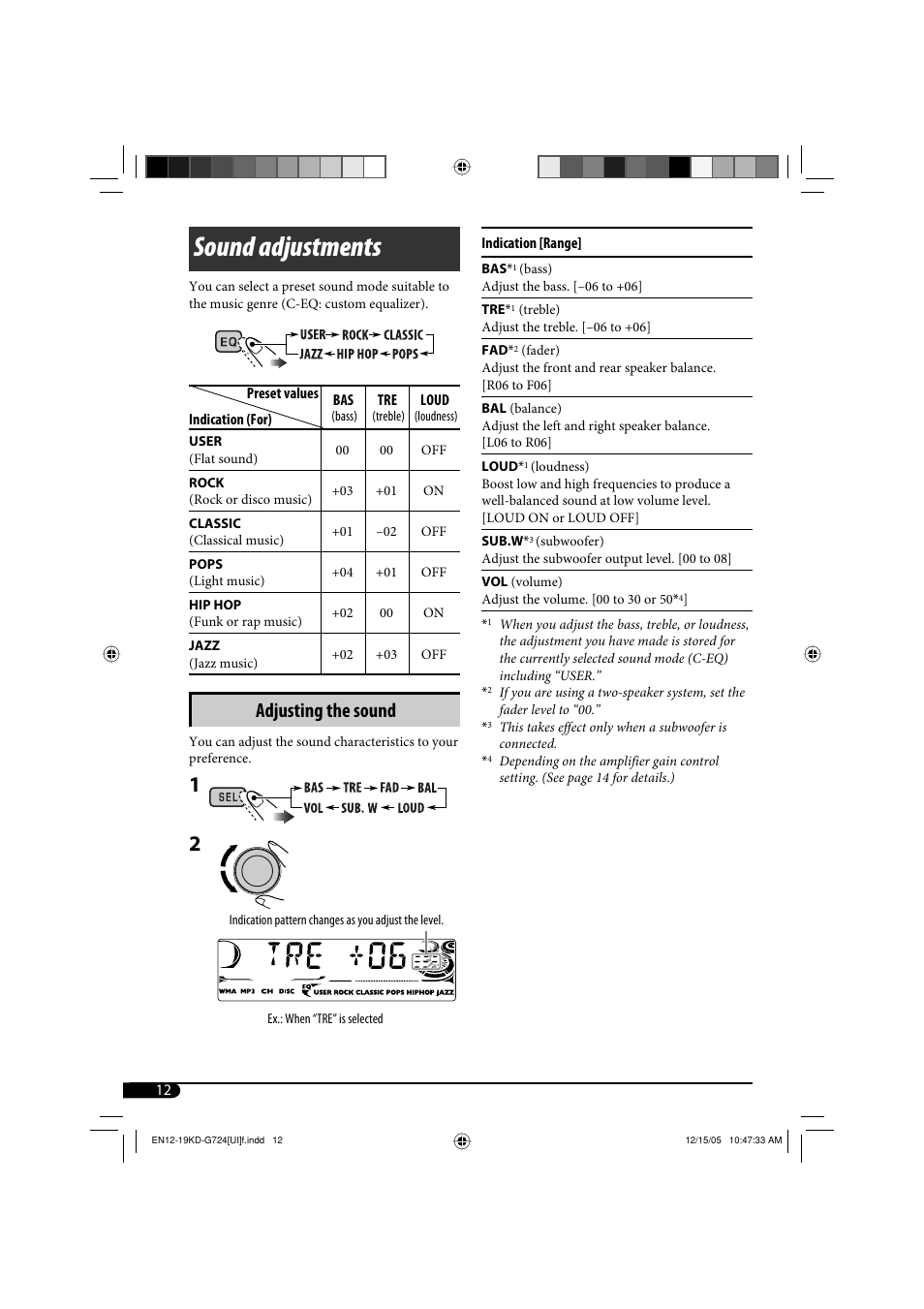 Sound adjustments, Adjusting the sound | JVC KD-G720 User Manual | Page 138 / 256