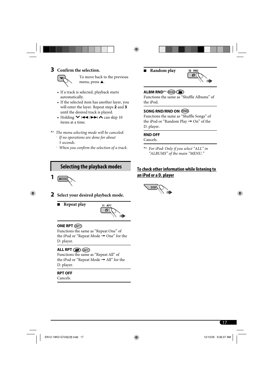 Selecting the playback modes | JVC KD-G720 User Manual | Page 143 / 256