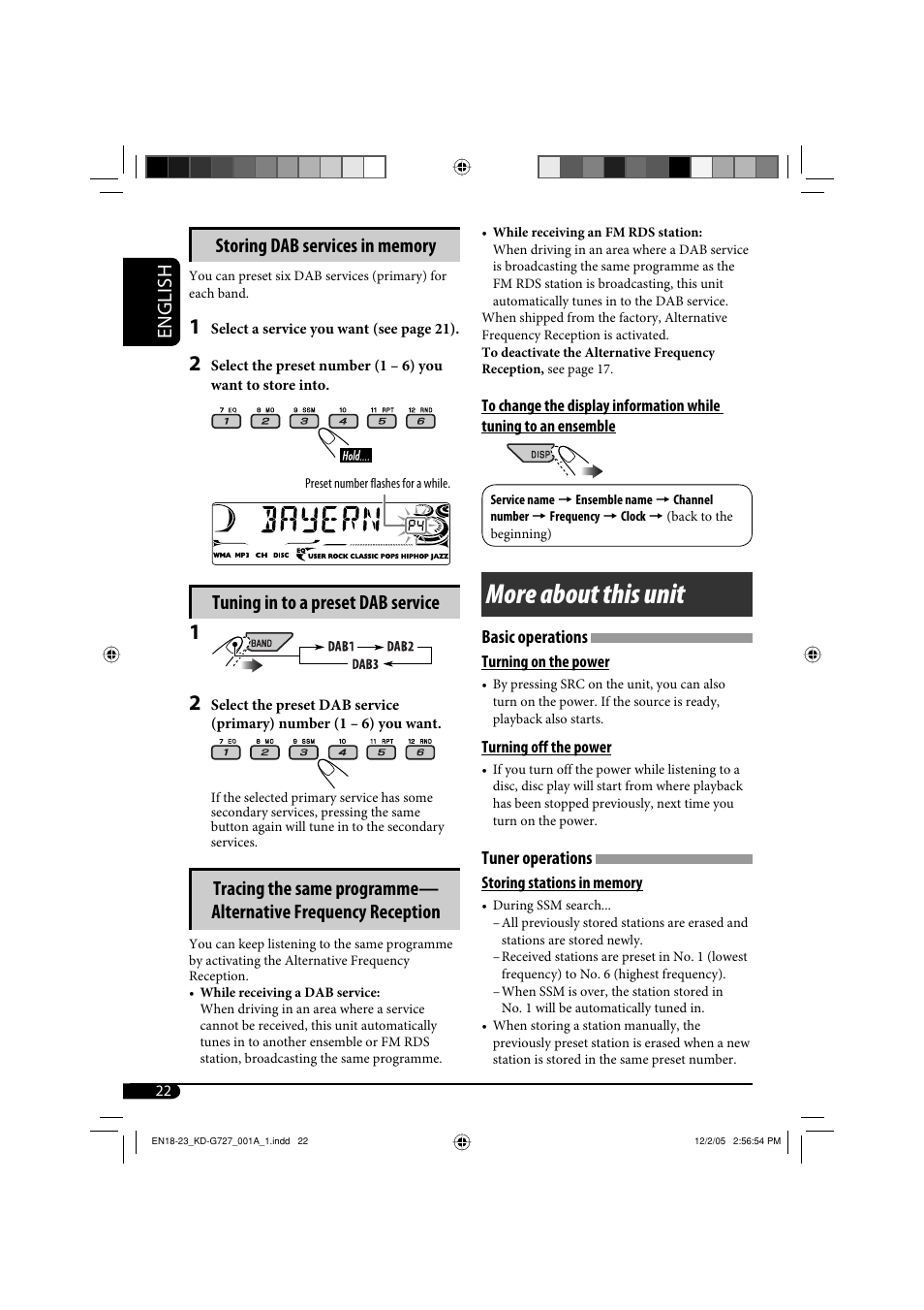 More about this unit, Tuning in to a preset dab service | JVC KD-G720 User Manual | Page 244 / 256