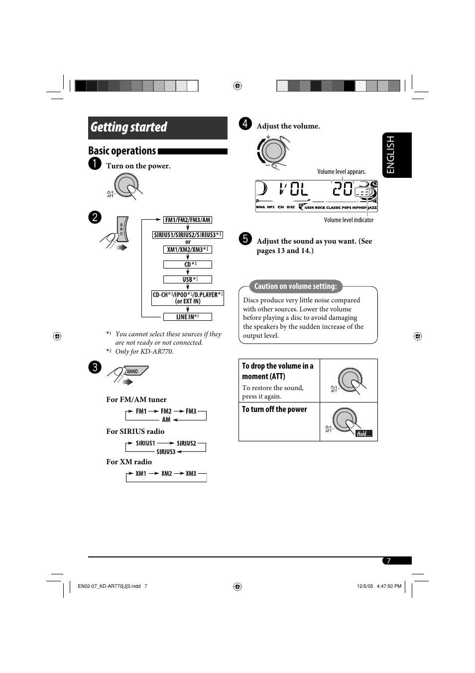 Getting started, Basic operations | JVC KD-G720 User Manual | Page 37 / 256