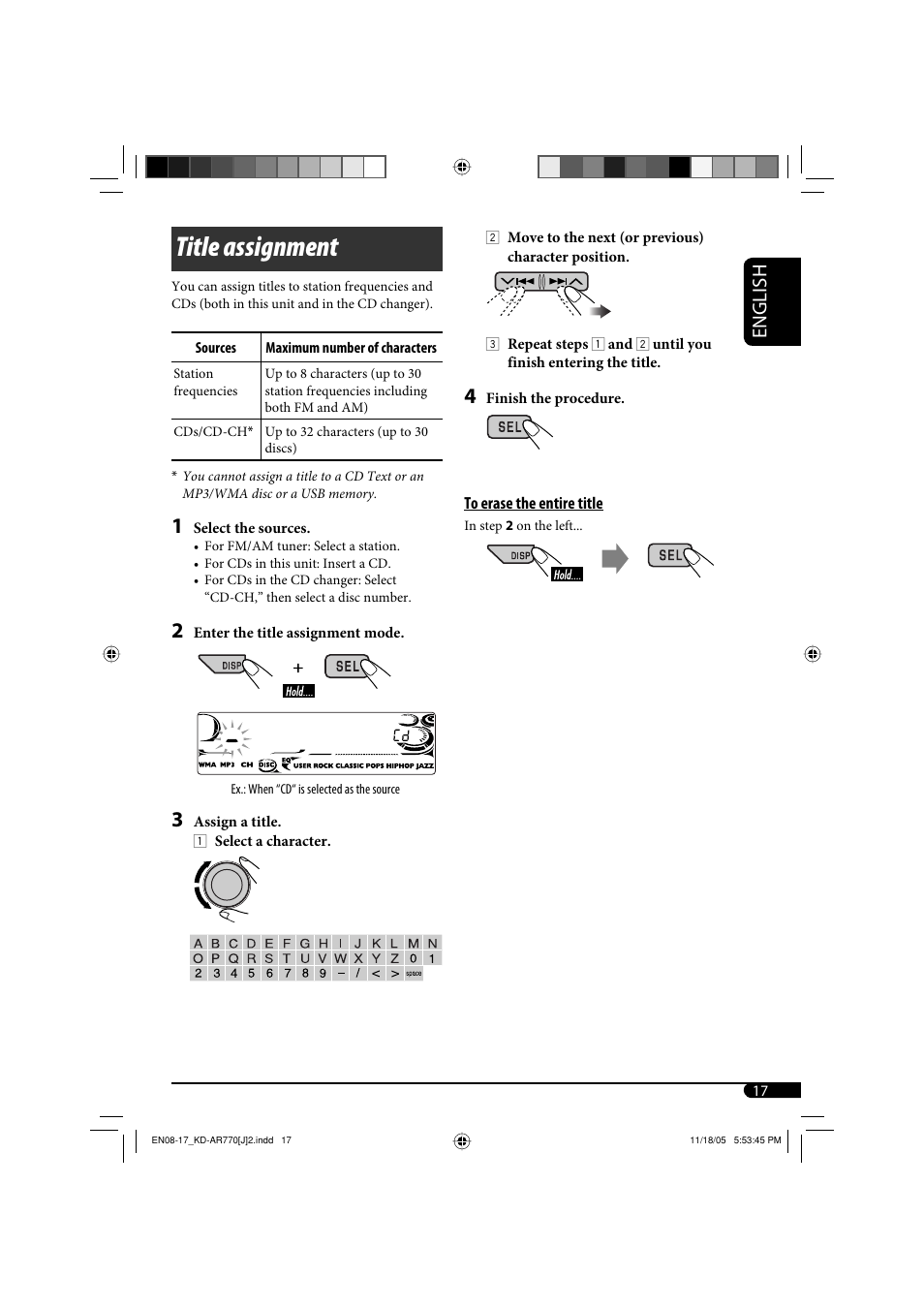 Title assignment, English | JVC KD-G720 User Manual | Page 47 / 256