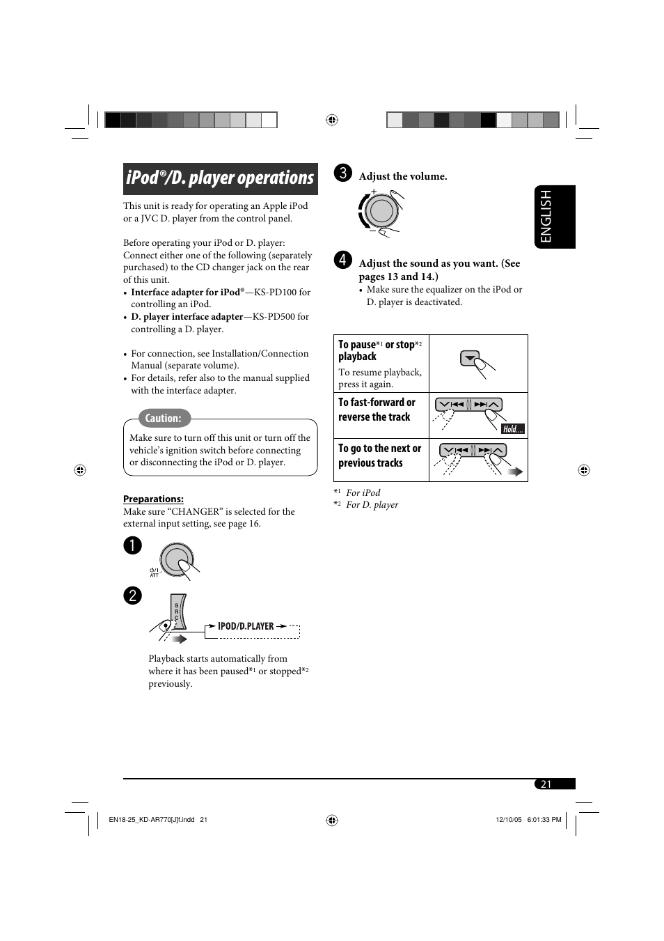 Ipodr/d. player operations, Ipod®/d. player operations, English | JVC KD-G720 User Manual | Page 51 / 256