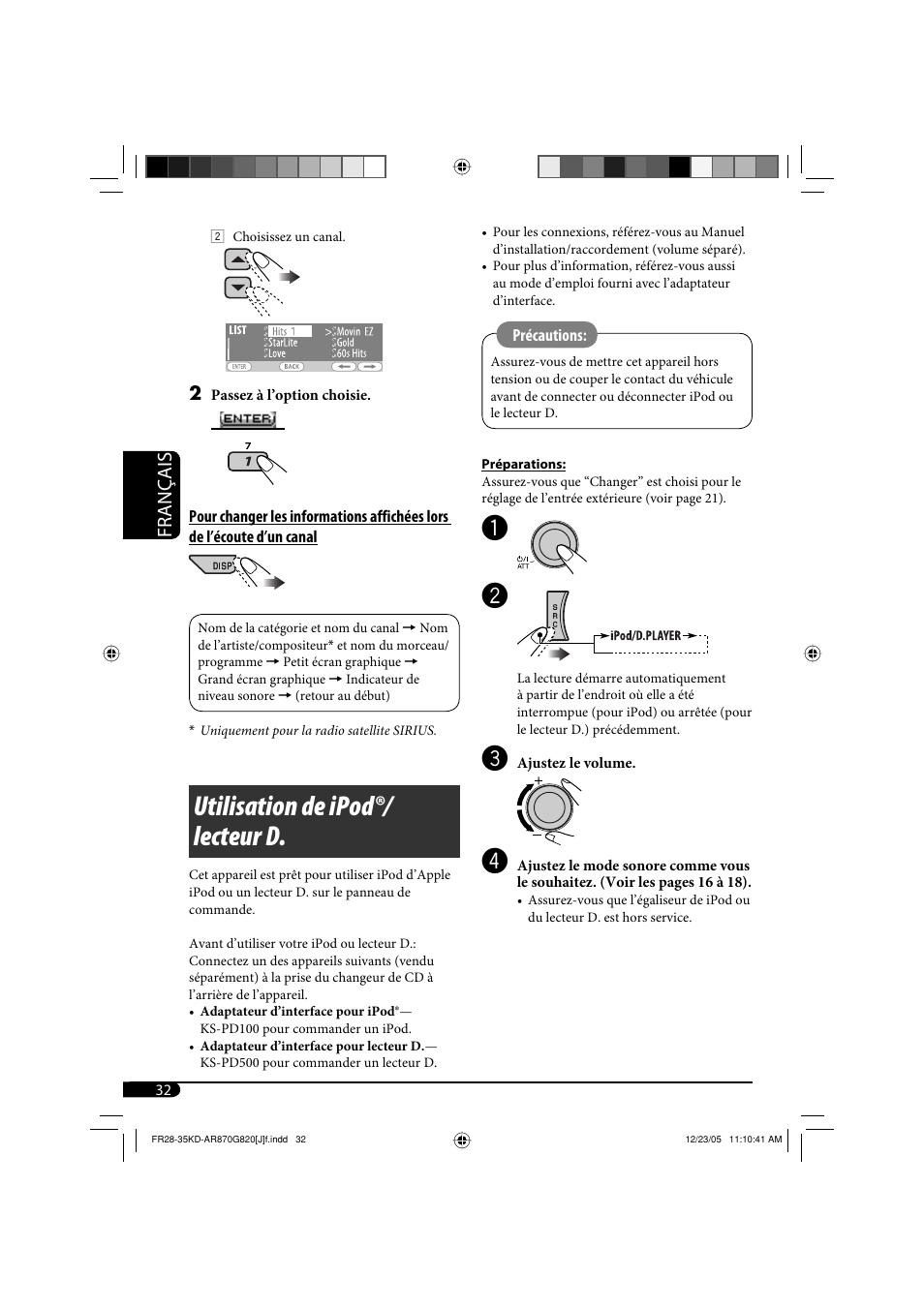 Utilisation de ipod®/ lecteur d, Français | JVC KD-AR870 User Manual | Page 120 / 135