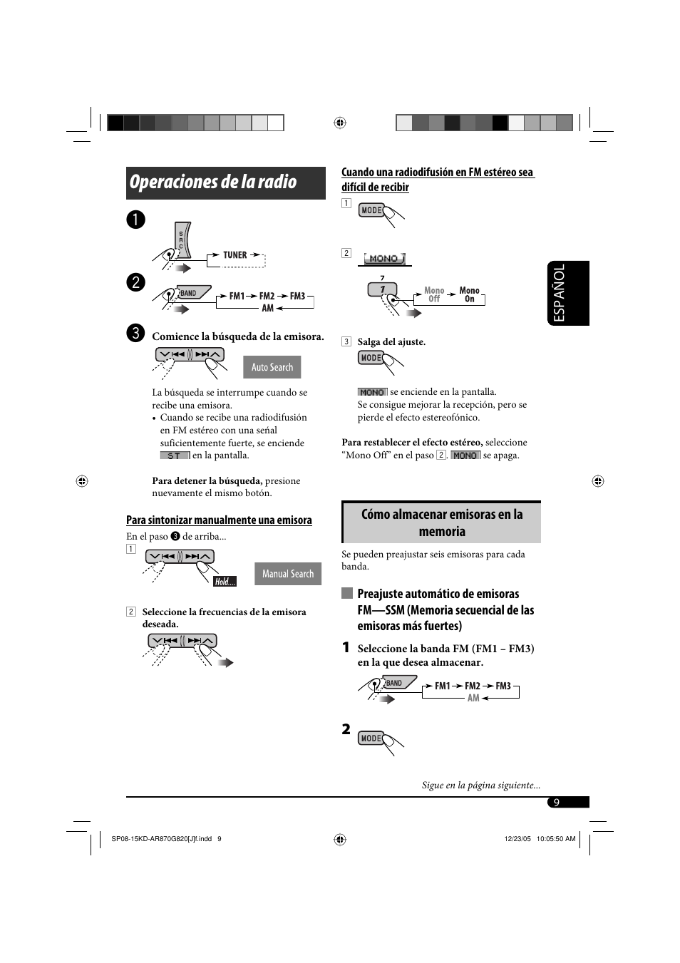 Operaciones de la radio ~ ÿ, Español | JVC KD-AR870 User Manual | Page 53 / 135