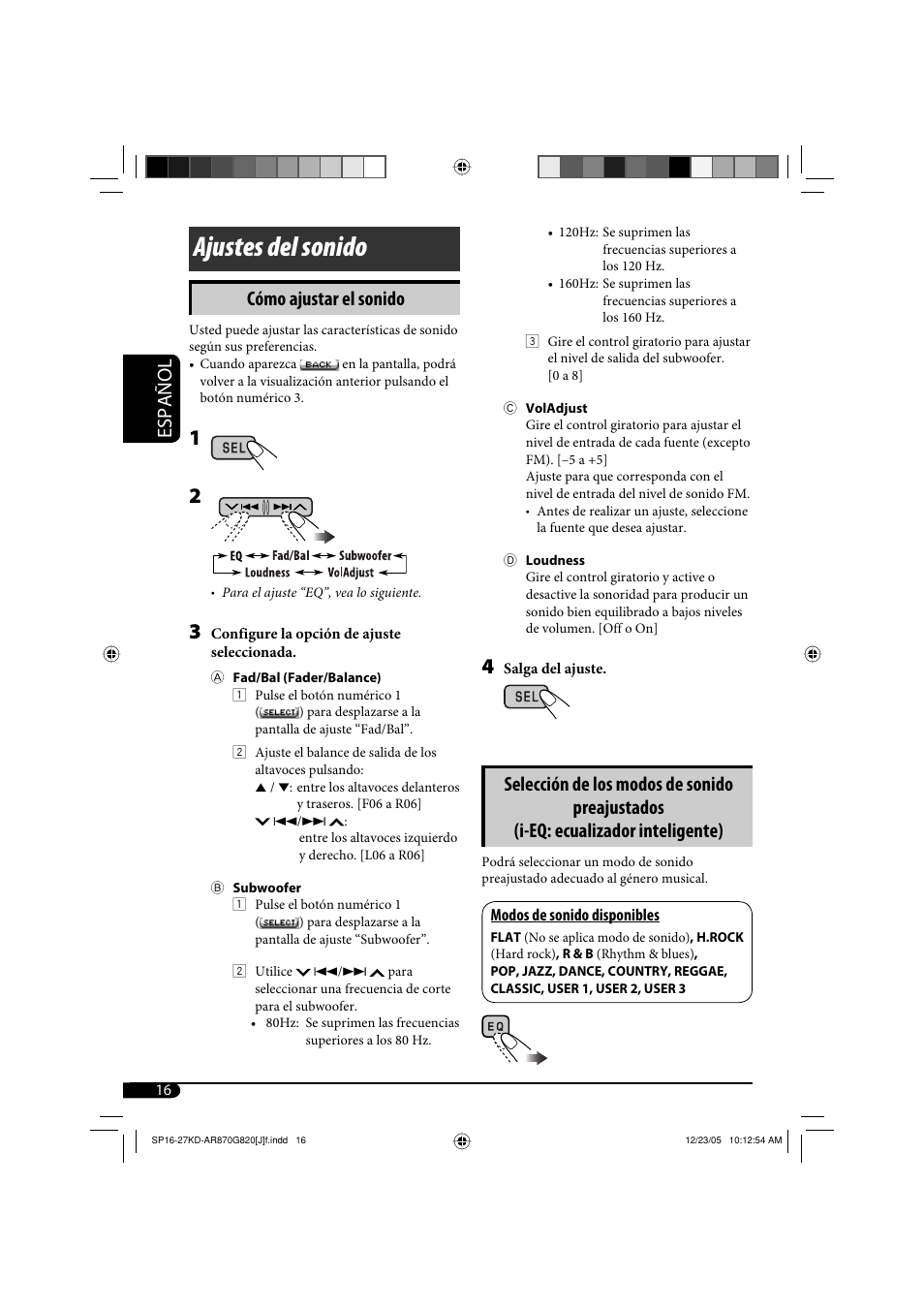 Ajustes del sonido, Español, Cómo ajustar el sonido | JVC KD-AR870 User Manual | Page 60 / 135