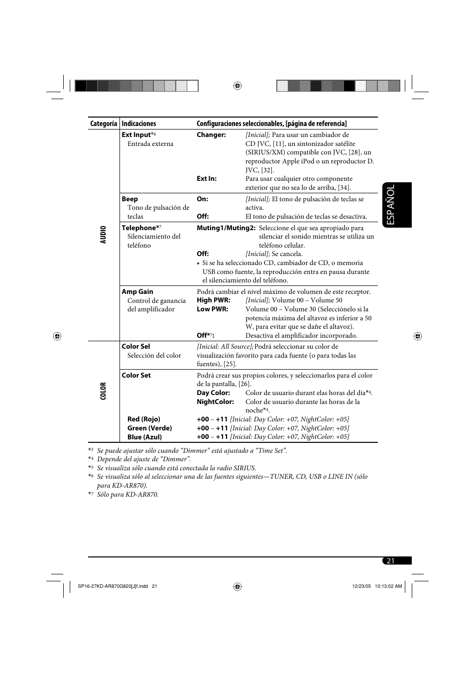 Español | JVC KD-AR870 User Manual | Page 65 / 135
