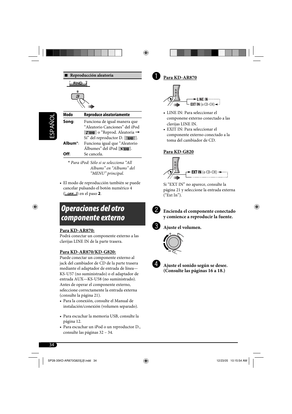 Operaciones del otro componente externo, Español | JVC KD-AR870 User Manual | Page 78 / 135