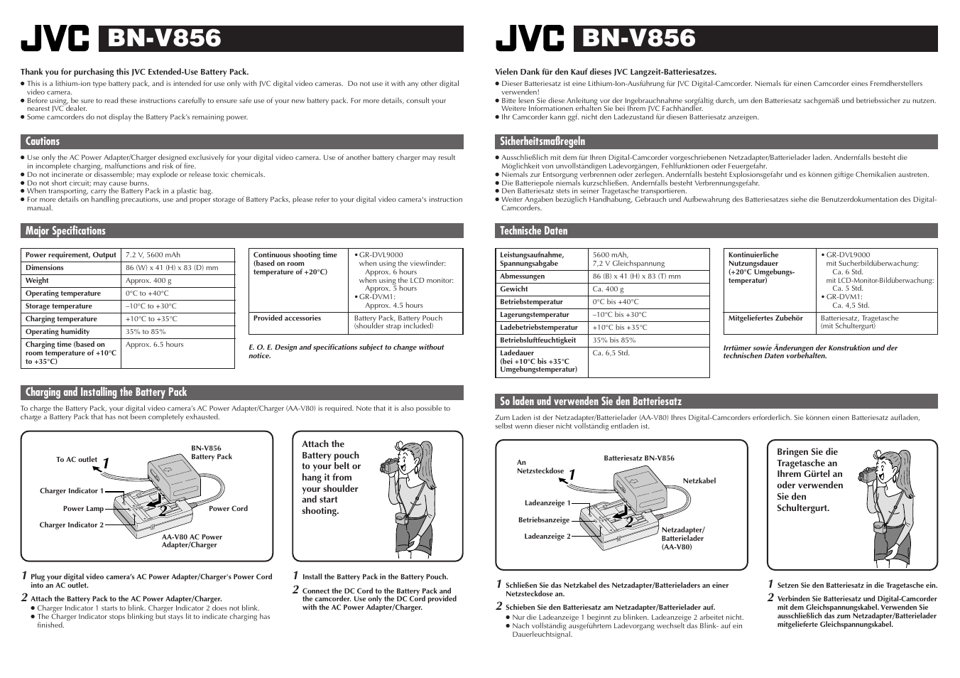 JVC BN V856 User Manual | 2 pages