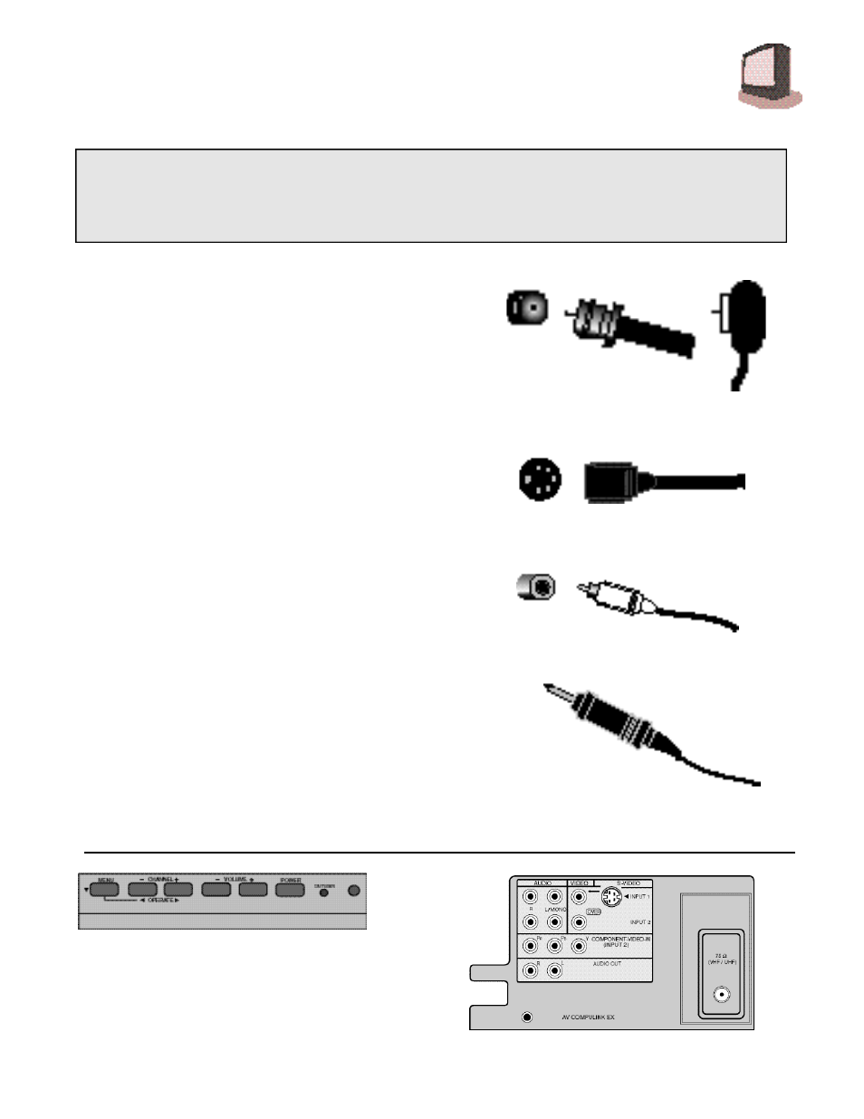 Connections checklist — read me first, Front and rear panel diagrams | JVC AV 27D200 User Manual | Page 5 / 33