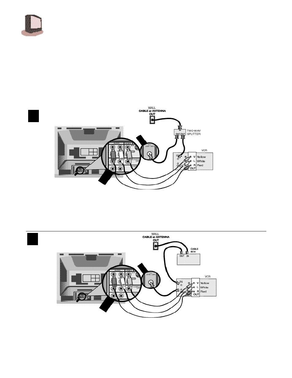 Cable & vcr connections | JVC AV 27D200 User Manual | Page 6 / 33