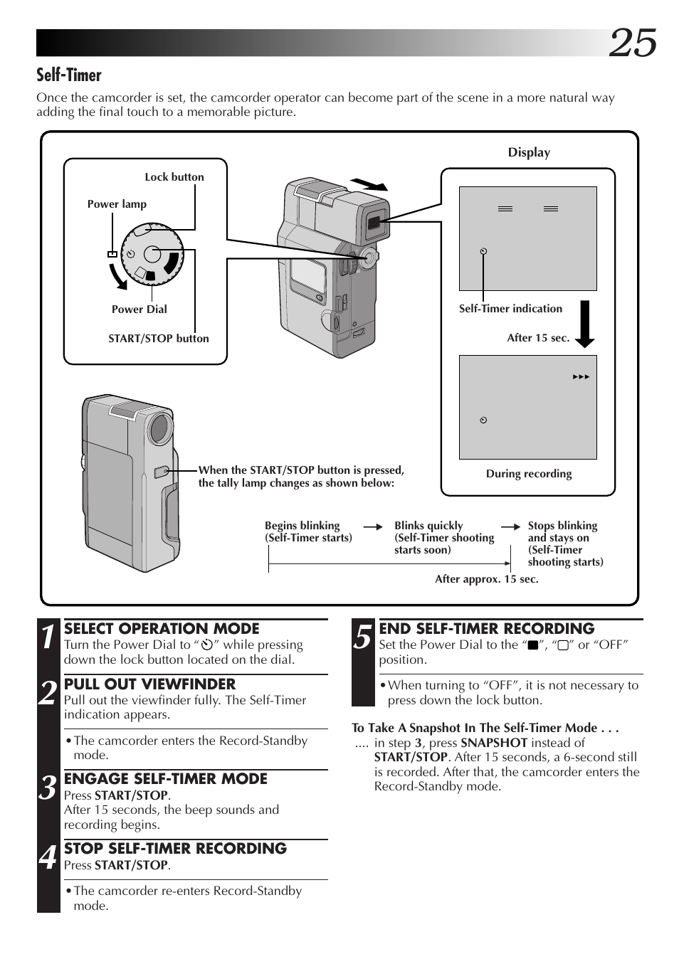 Self-timer | JVC GR-DV33 User Manual | Page 25 / 88