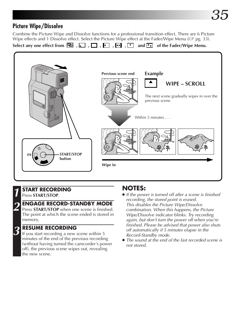Picture wipe/dissolve | JVC GR-DV33 User Manual | Page 35 / 88