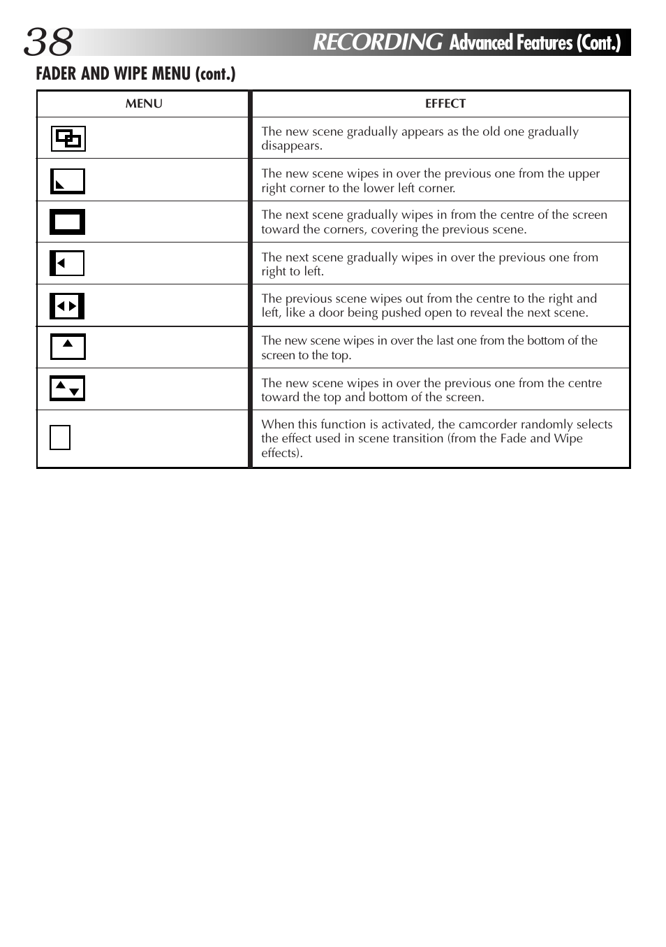 Recording | JVC GR-DV33 User Manual | Page 38 / 88