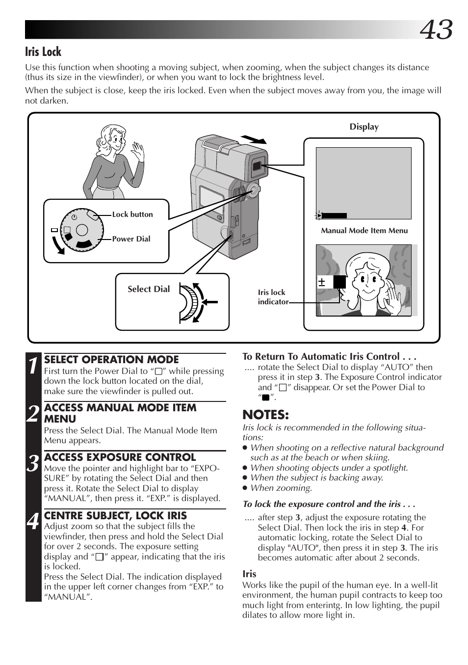 Iris lock | JVC GR-DV33 User Manual | Page 43 / 88