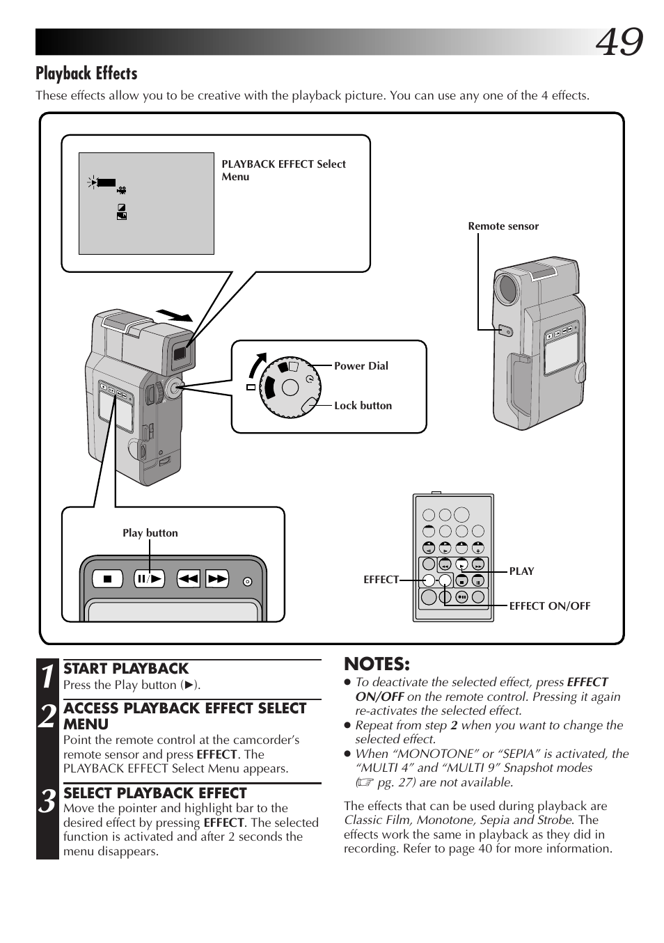Playback effects | JVC GR-DV33 User Manual | Page 49 / 88