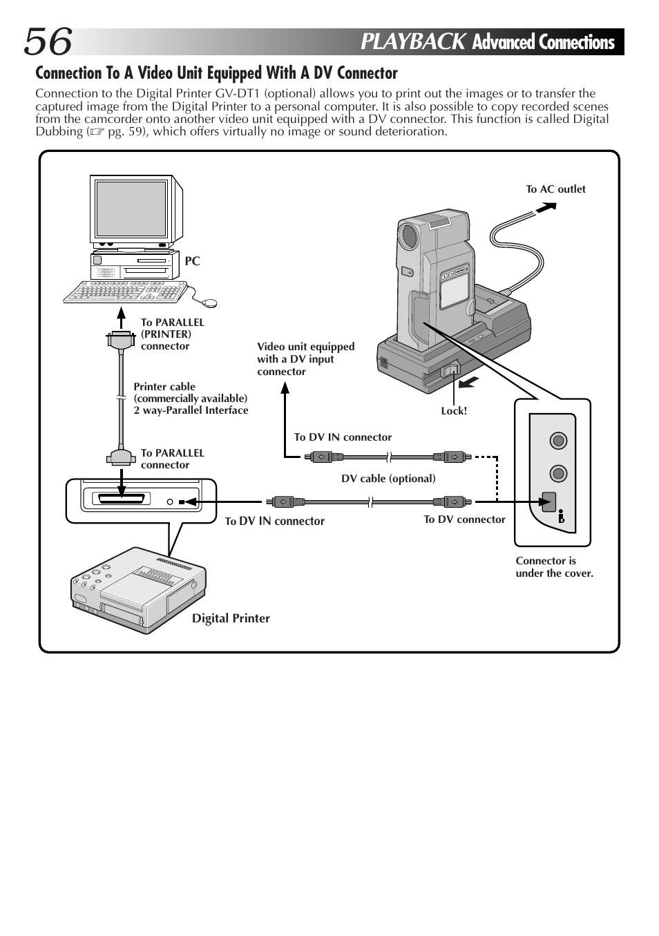 Playback, Advanced connections | JVC GR-DV33 User Manual | Page 56 / 88