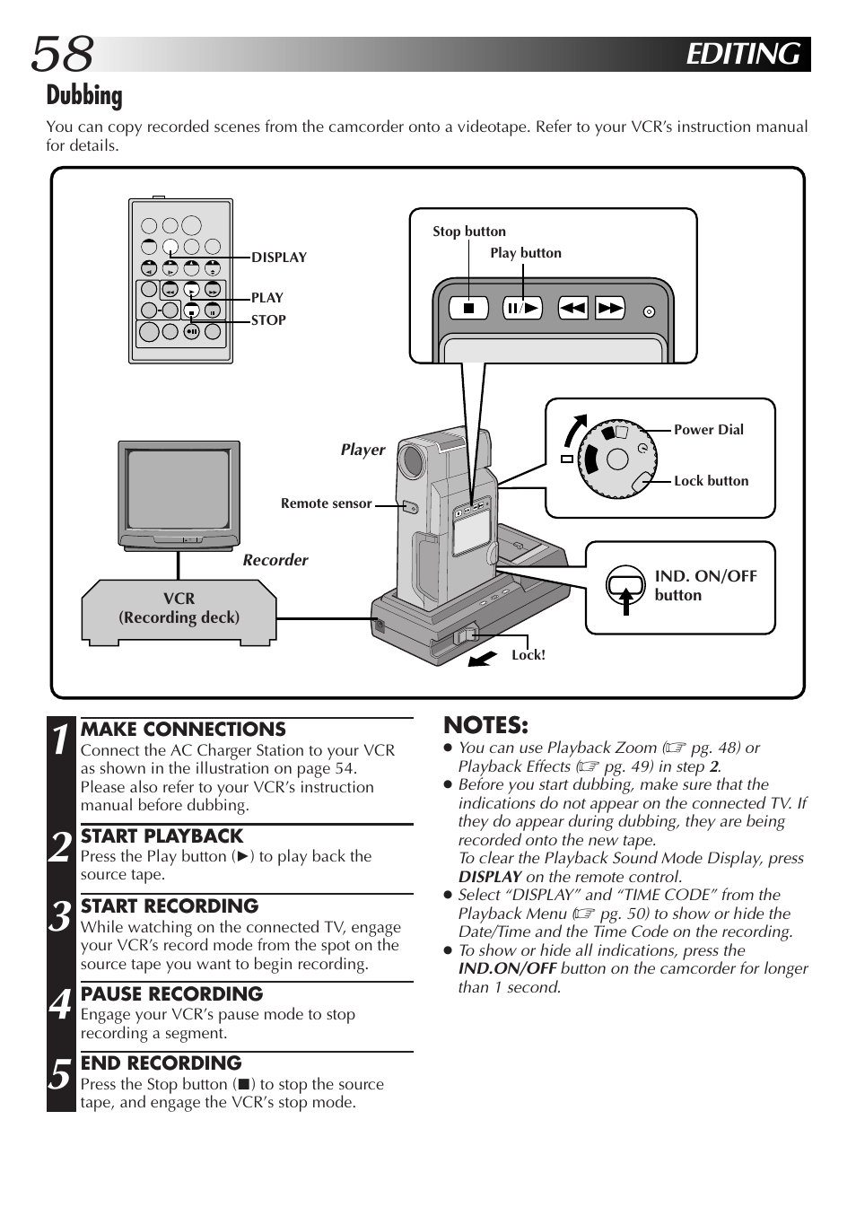 Editing, Dubbing | JVC GR-DV33 User Manual | Page 58 / 88