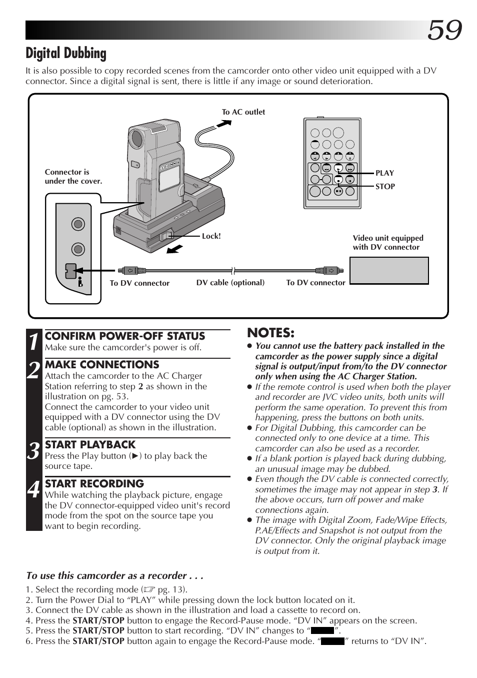 Digital dubbing | JVC GR-DV33 User Manual | Page 59 / 88