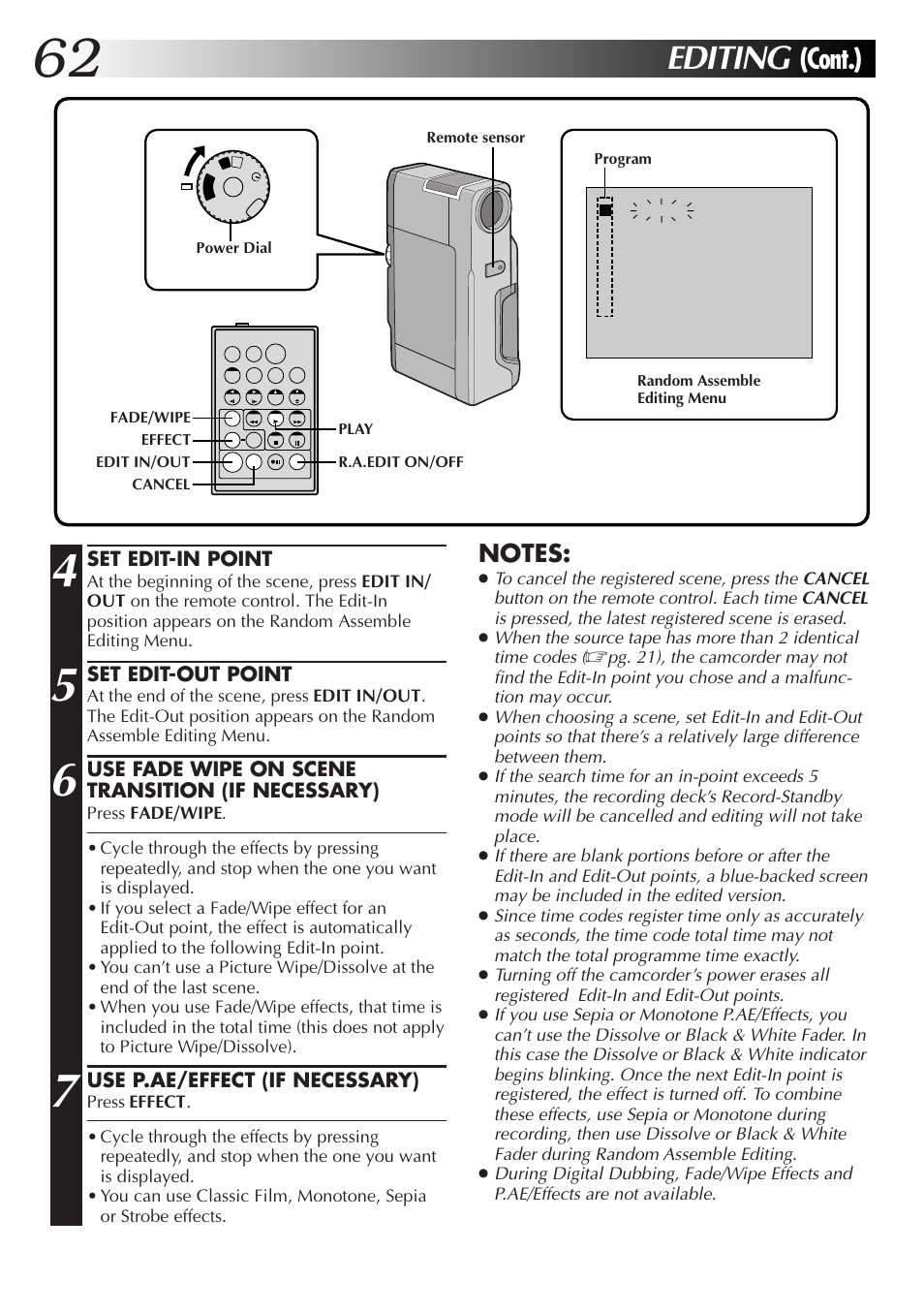 Editing, Cont.) | JVC GR-DV33 User Manual | Page 62 / 88