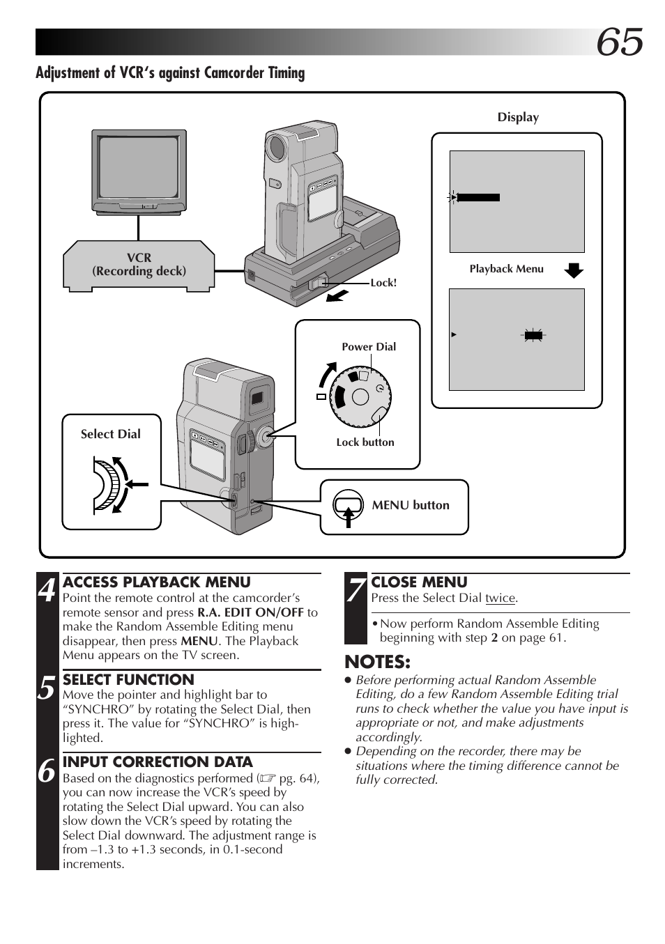 Adjustment of vcr‘s against camcorder timing | JVC GR-DV33 User Manual | Page 65 / 88