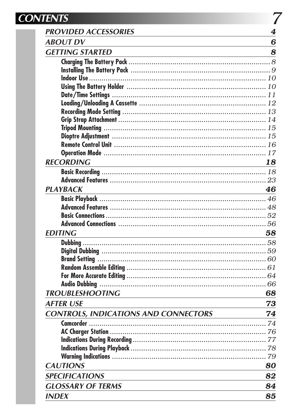 JVC GR-DV33 User Manual | Page 7 / 88