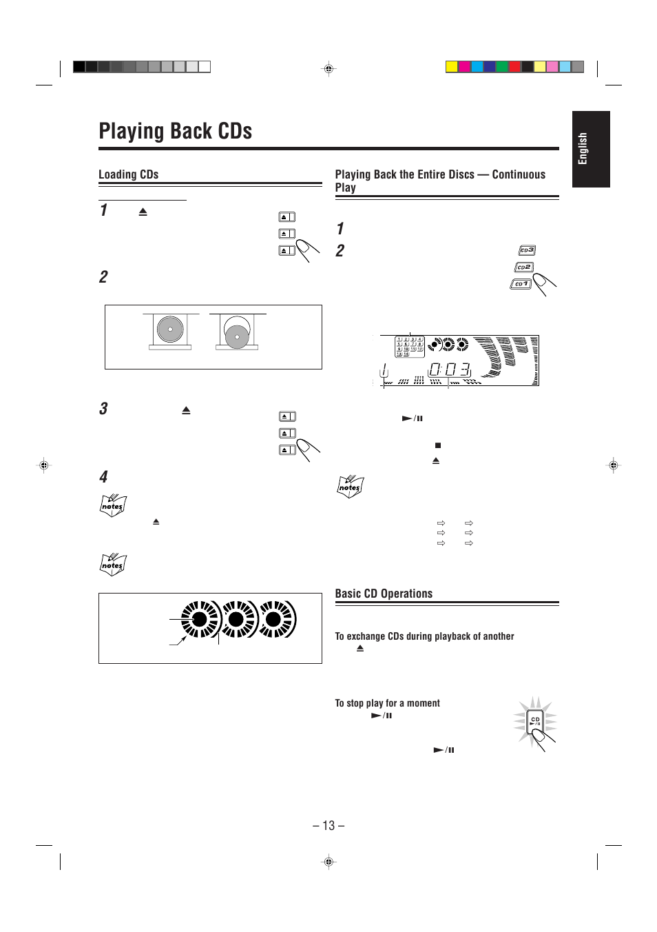 Playing back cds | JVC CA-MXJ900 User Manual | Page 16 / 28